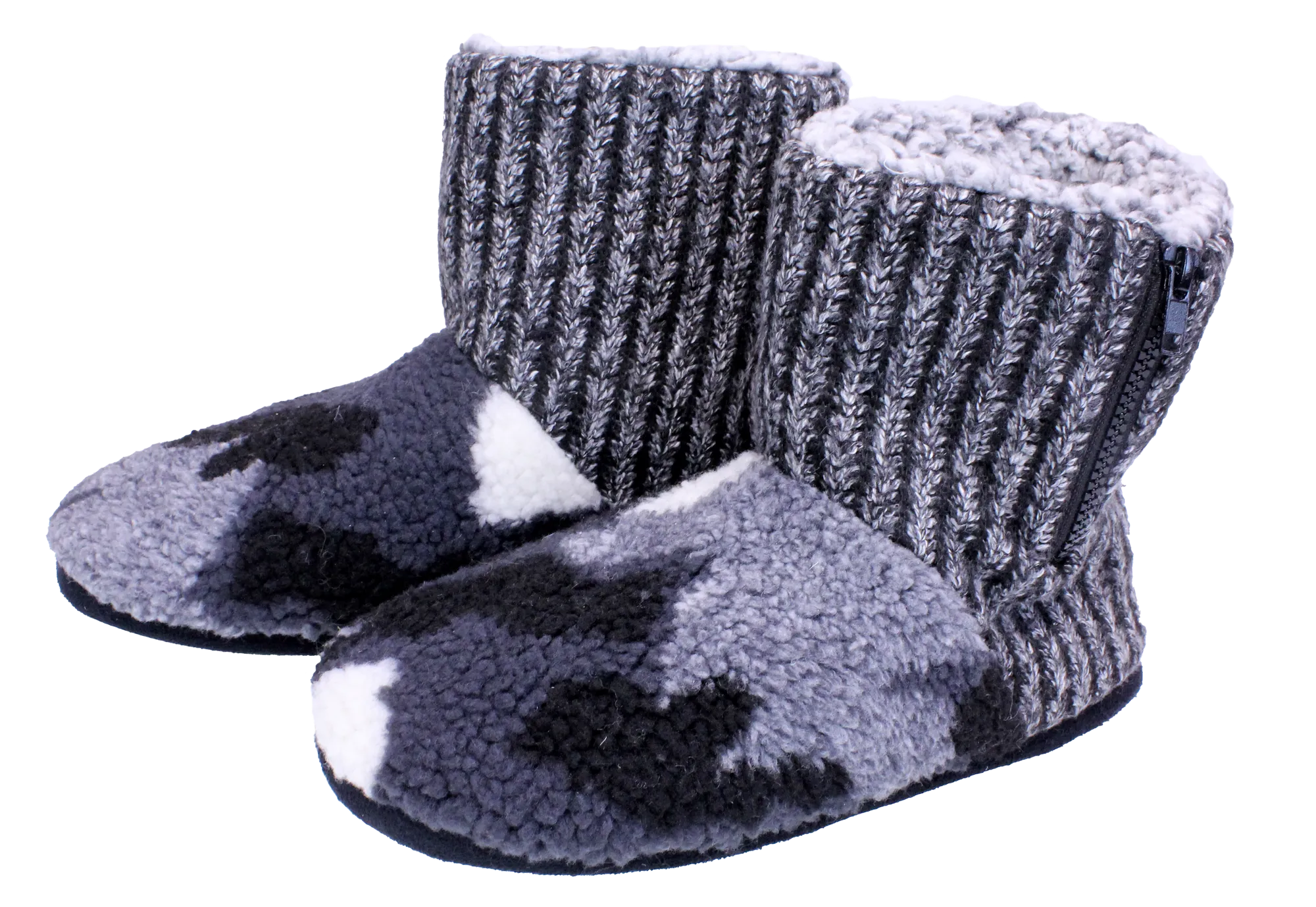 Brandwell Gents Cuffed Bootie Slippers Grey Camo Size 10-11