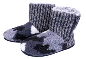 Brandwell Gents Cuffed Bootie Slippers Grey Camo Size 10-11
