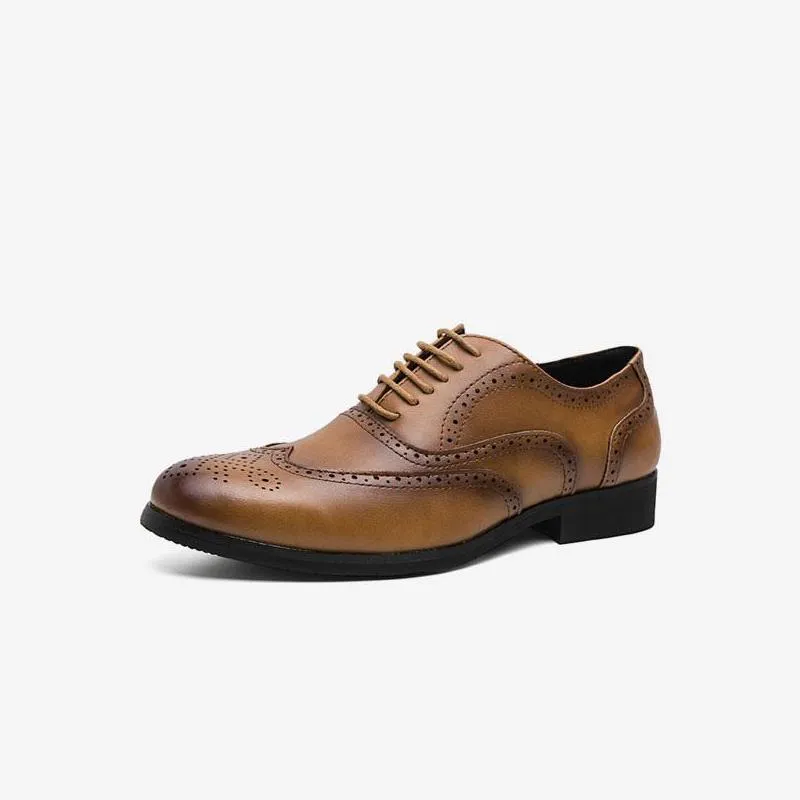 Casual Brown Leather Dress Shoes Lace Up