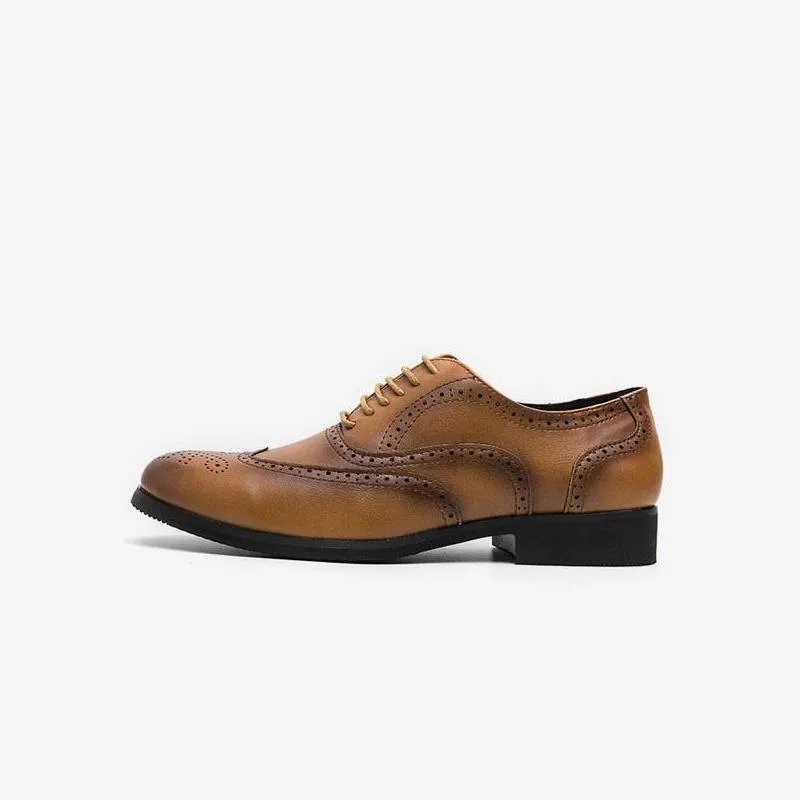 Casual Brown Leather Dress Shoes Lace Up