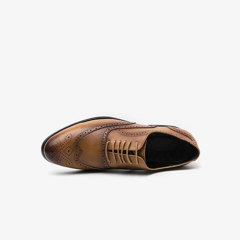 Casual Brown Leather Dress Shoes Lace Up