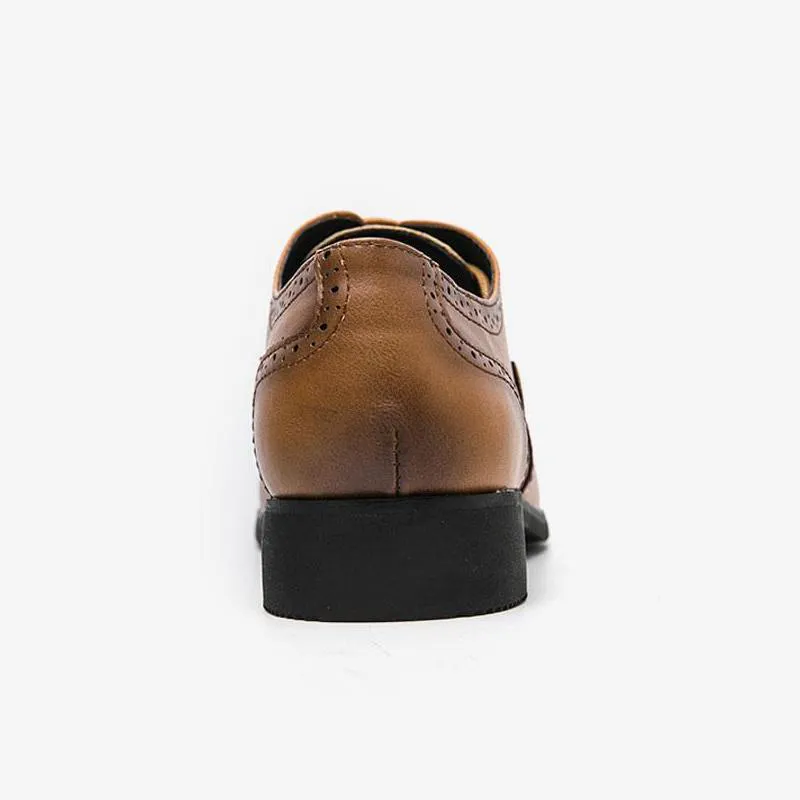 Casual Brown Leather Dress Shoes Lace Up