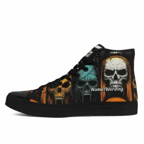 Corporate Gifts,Personalized Gothic Sneakers, Custom Skull High Top Shoes, Lace Up Comfortable Shoes, Gym Shoes