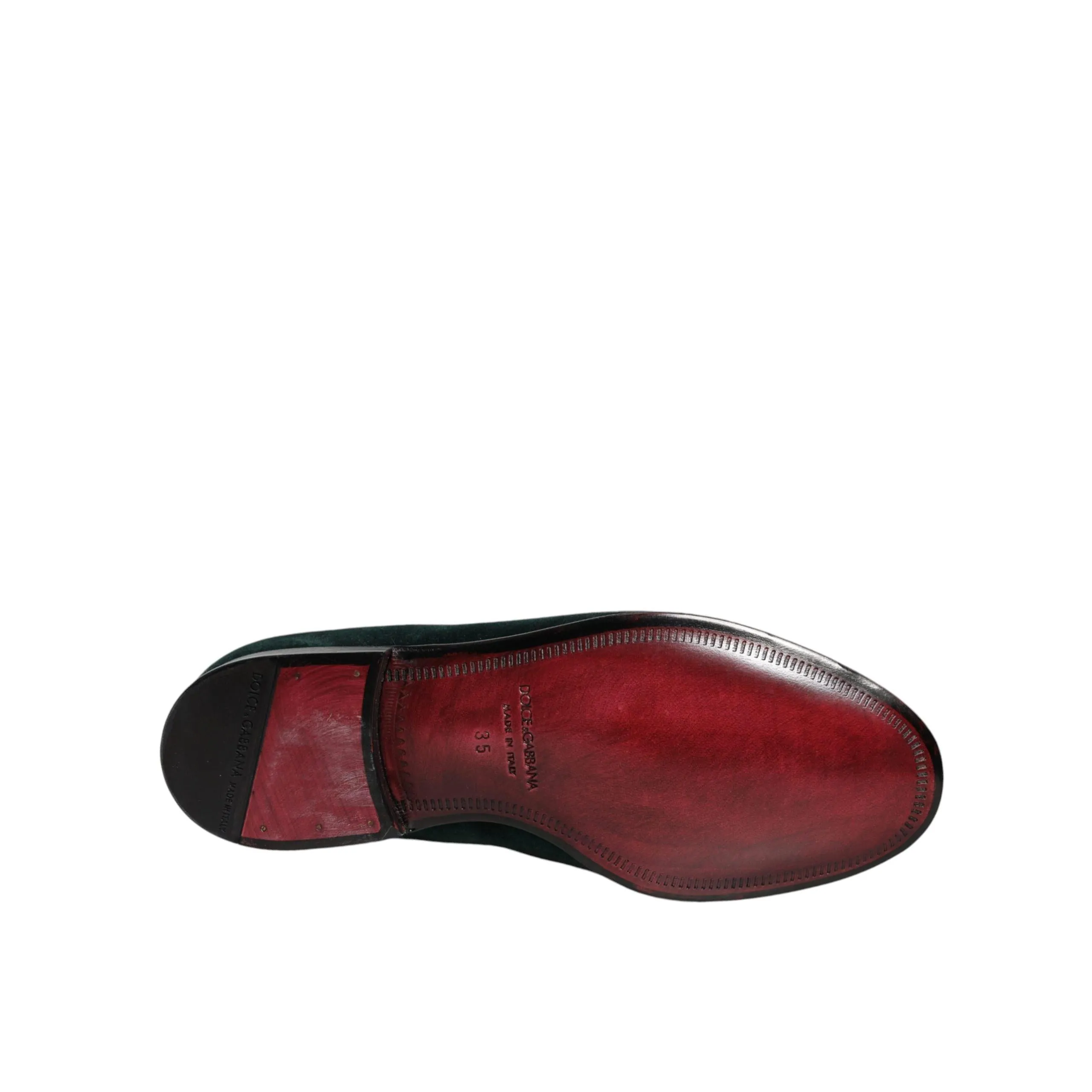 Dolce & Gabbana Green Velvet Slip On Loafers Flats Shoes