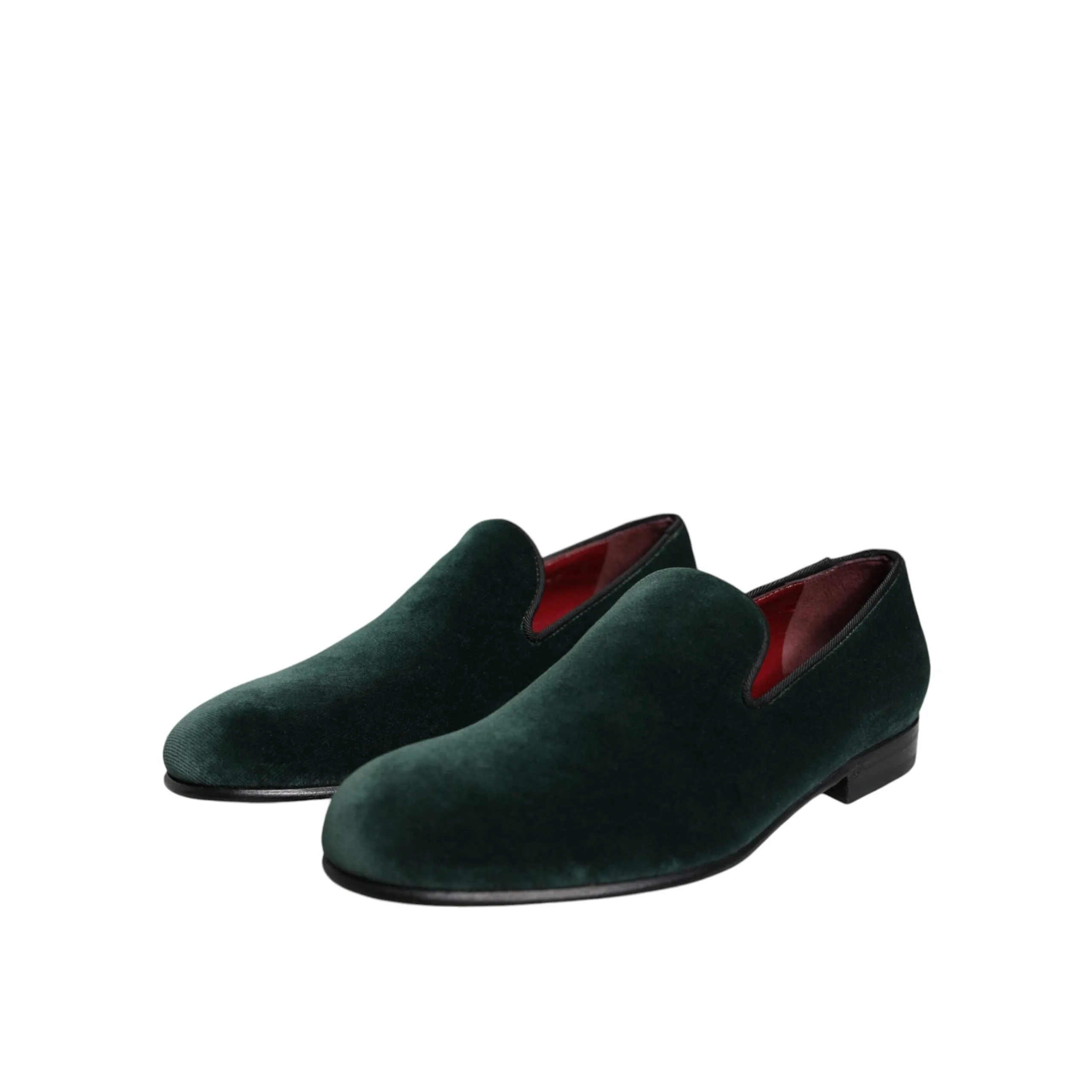 Dolce & Gabbana Green Velvet Slip On Loafers Flats Shoes