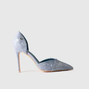 Dress Court Shoe Blue Denim 01592
