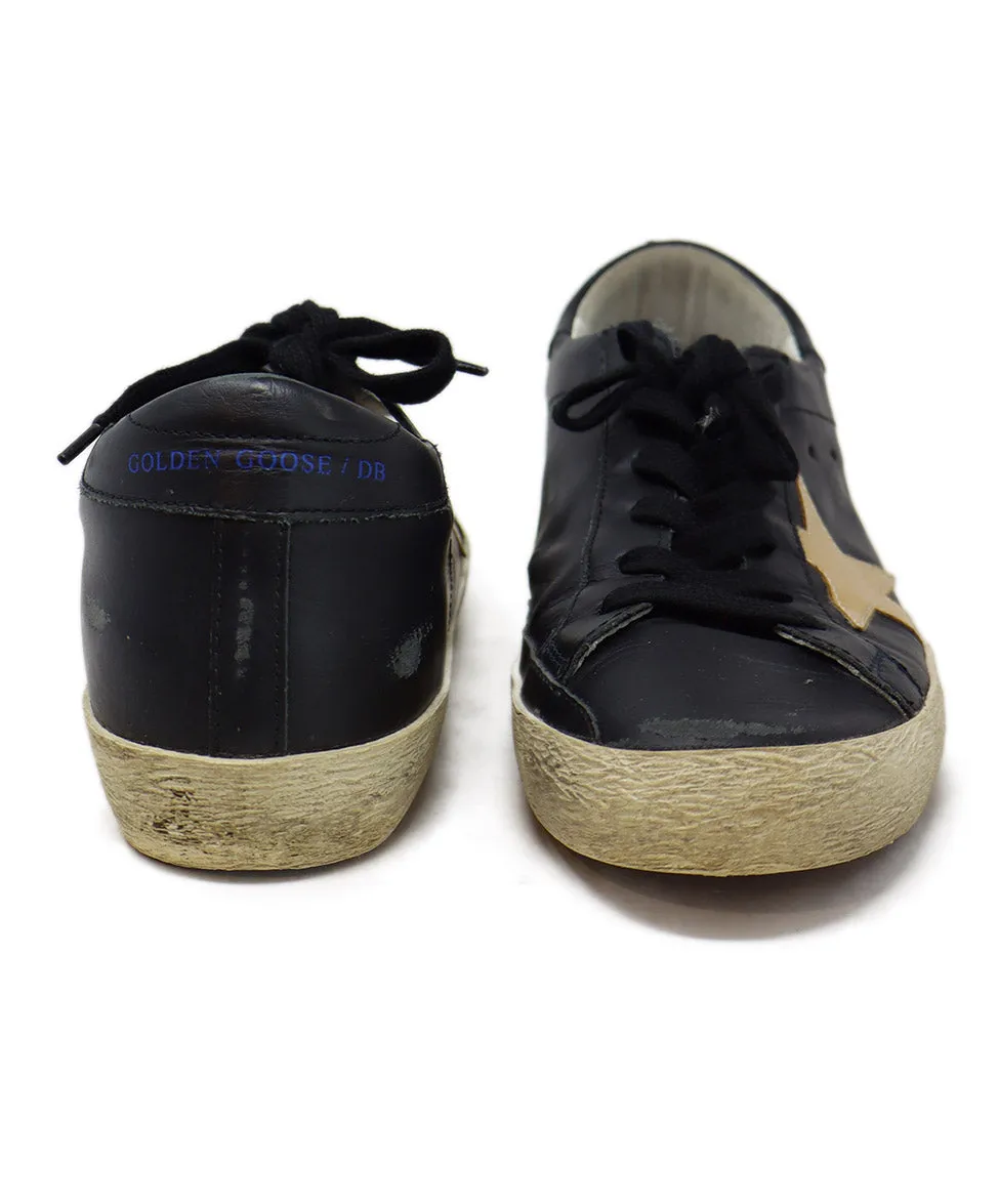 Golden Goose Black Leather & Gold Sneakers sz 8