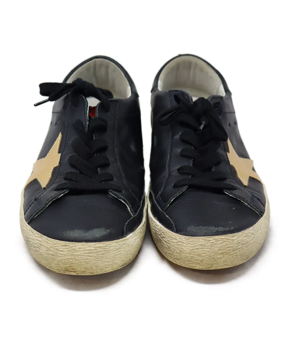 Golden Goose Black Leather & Gold Sneakers sz 8