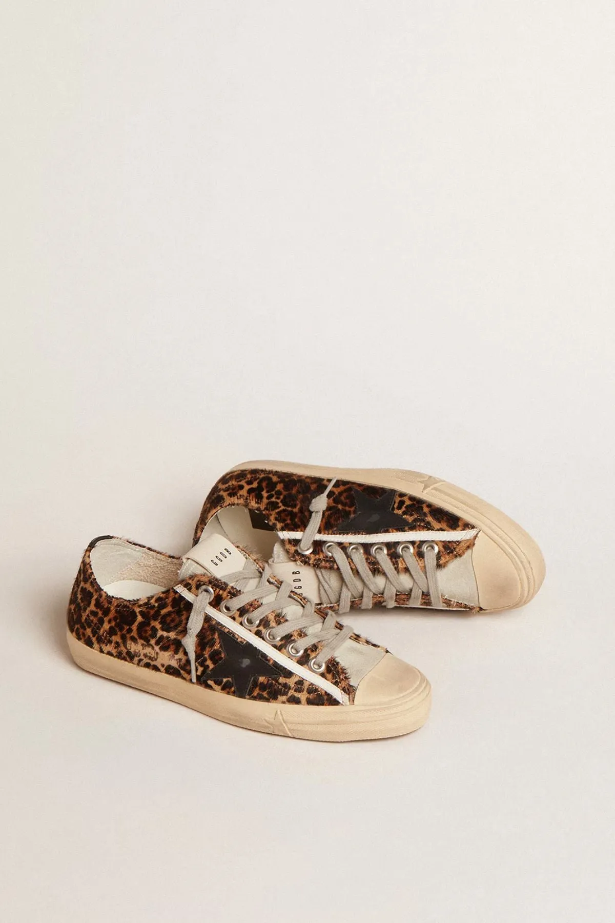 Golden Goose V-Star Sneaker - Beige/ Brown Leo/ Black