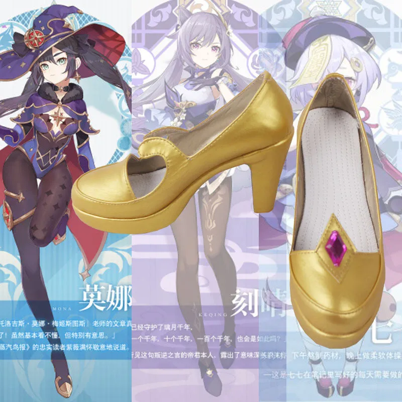 Gvavaya Game Cosplay Genshin Impact Mona Cosplay Shoes Genshin Cosplay