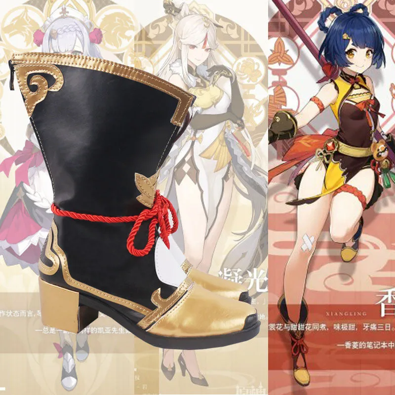 Gvavaya Game Cosplay Genshin Impact Xiangling Cosplay Shoes Genshin Cosplay