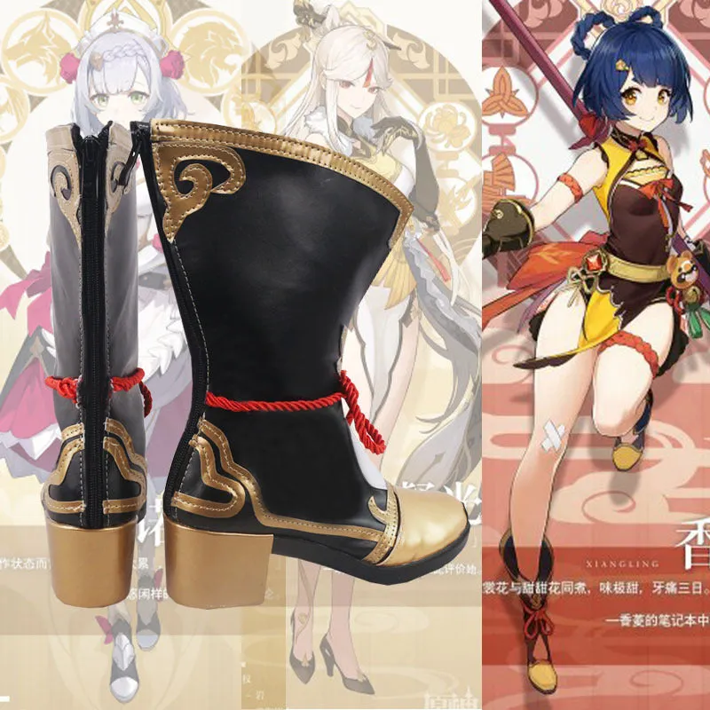 Gvavaya Game Cosplay Genshin Impact Xiangling Cosplay Shoes Genshin Cosplay