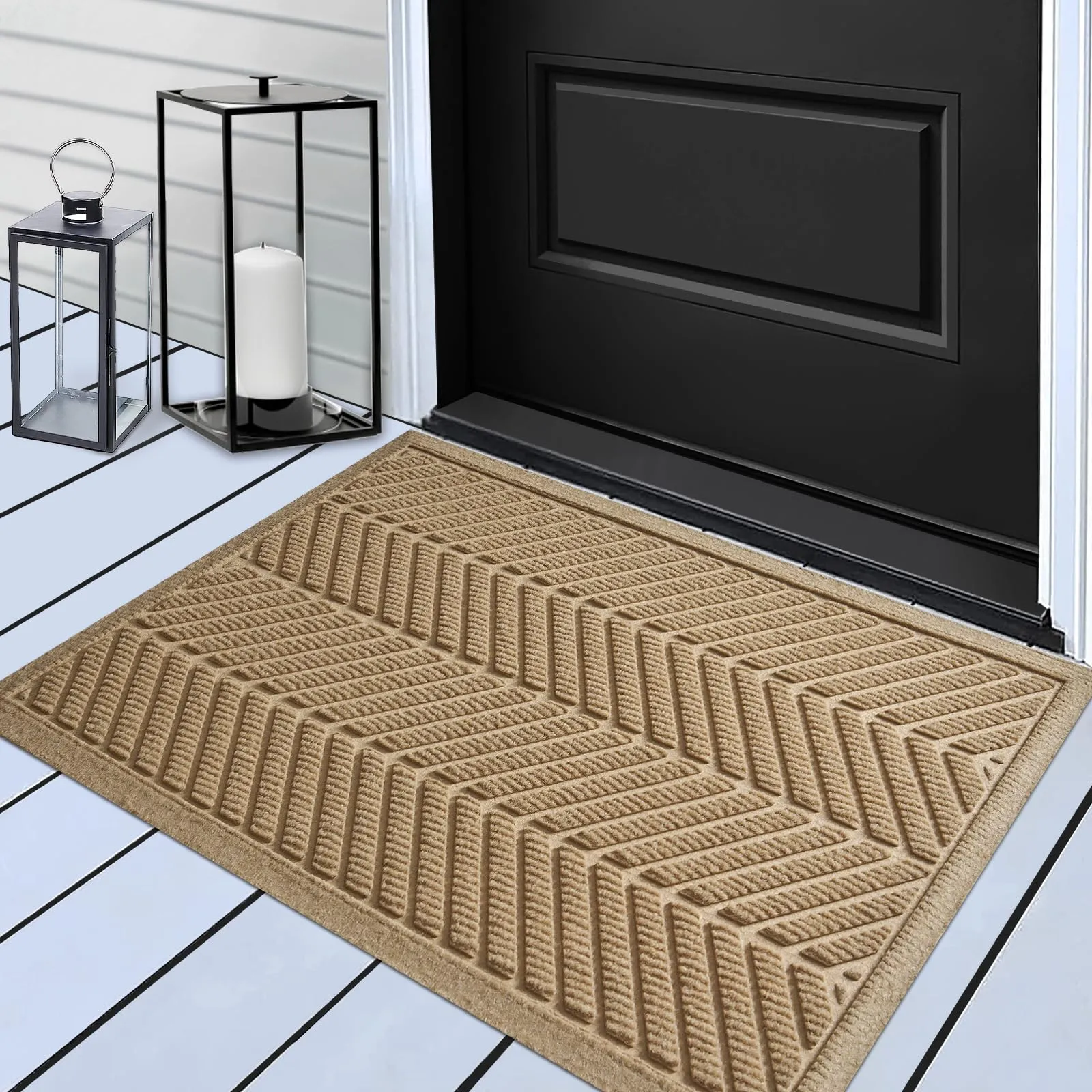 HIYARD Non-Slip Absorbent Door Mat 29x17 Beige