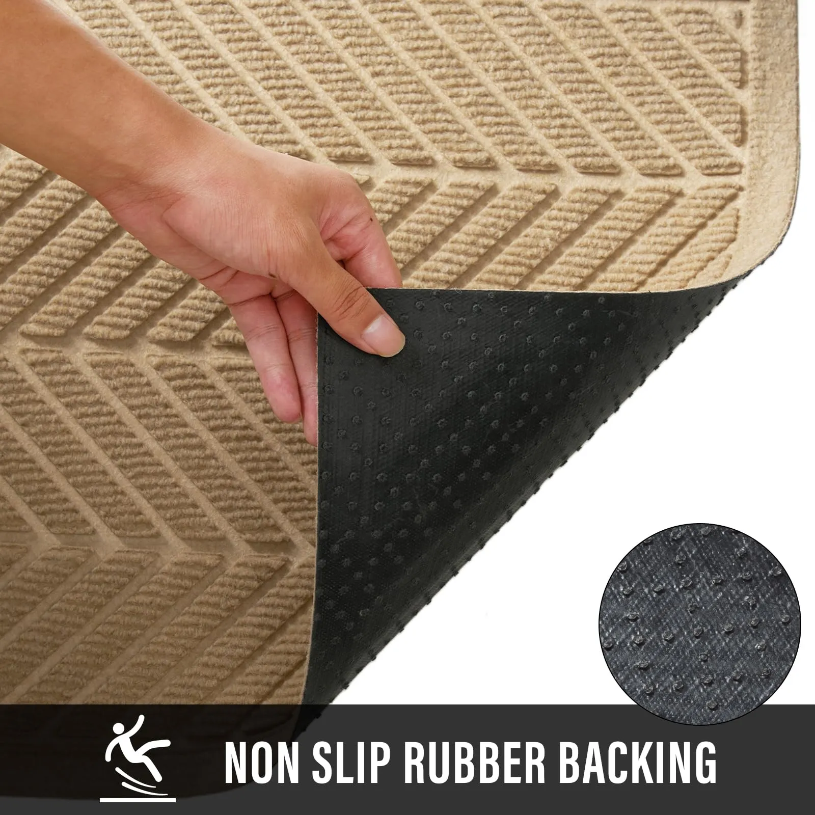 HIYARD Non-Slip Absorbent Door Mat 29x17 Beige