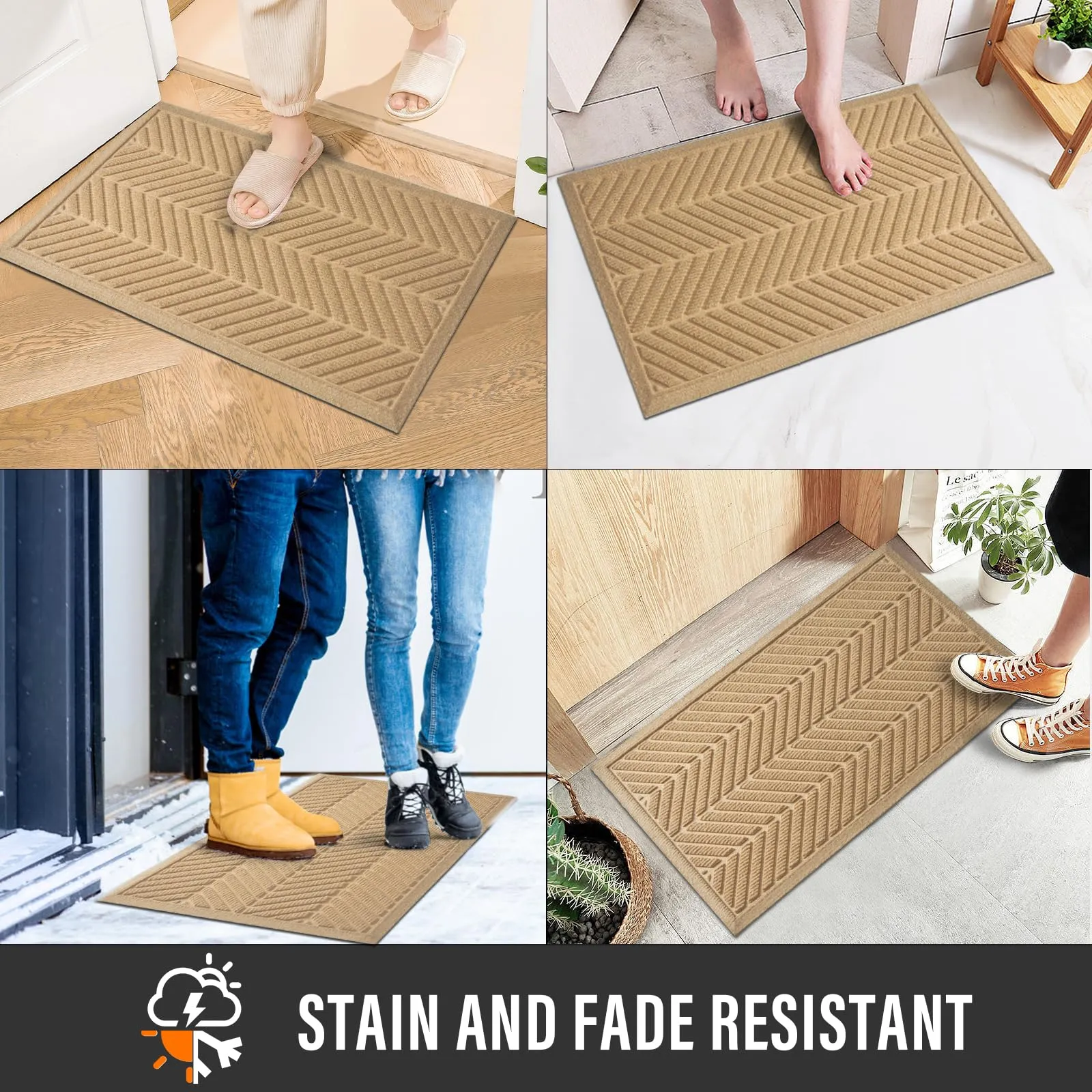 HIYARD Non-Slip Absorbent Door Mat 29x17 Beige