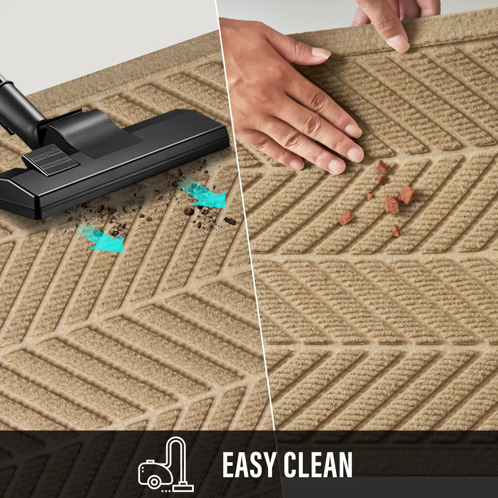HIYARD Non-Slip Absorbent Door Mat 29x17 Beige