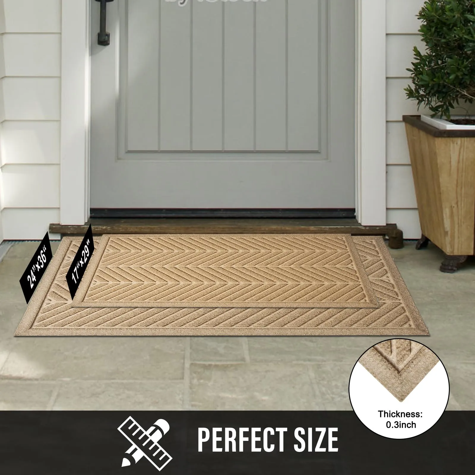 HIYARD Non-Slip Absorbent Door Mat 29x17 Beige