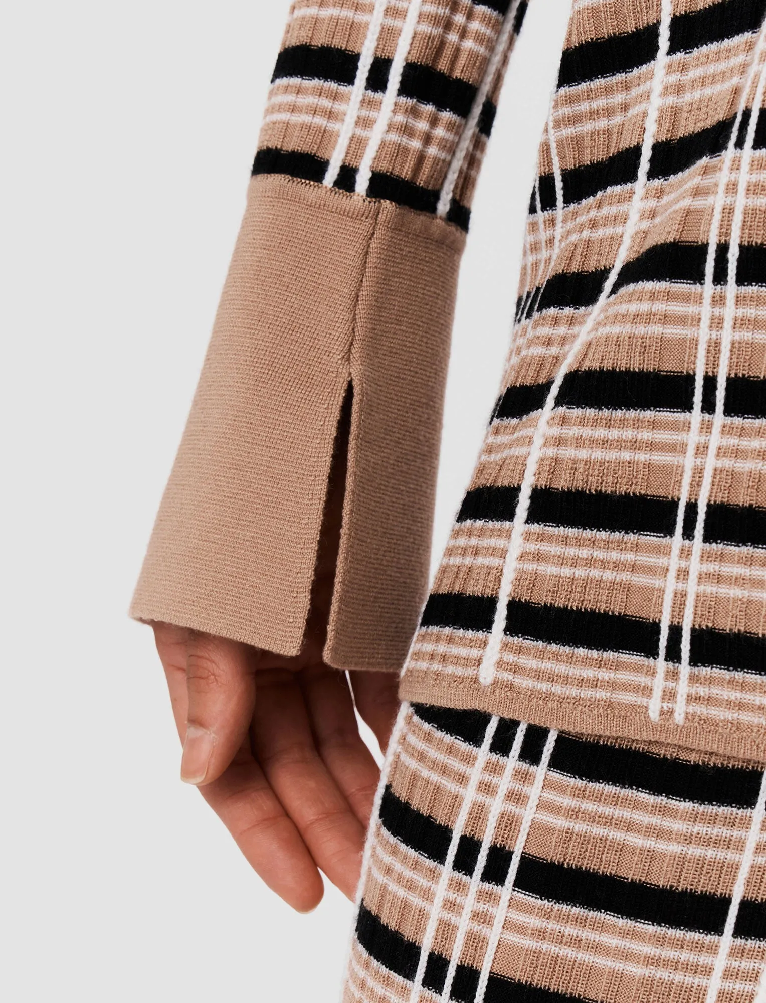JOSEPH CHECK WOOL & SILK POLO TOP