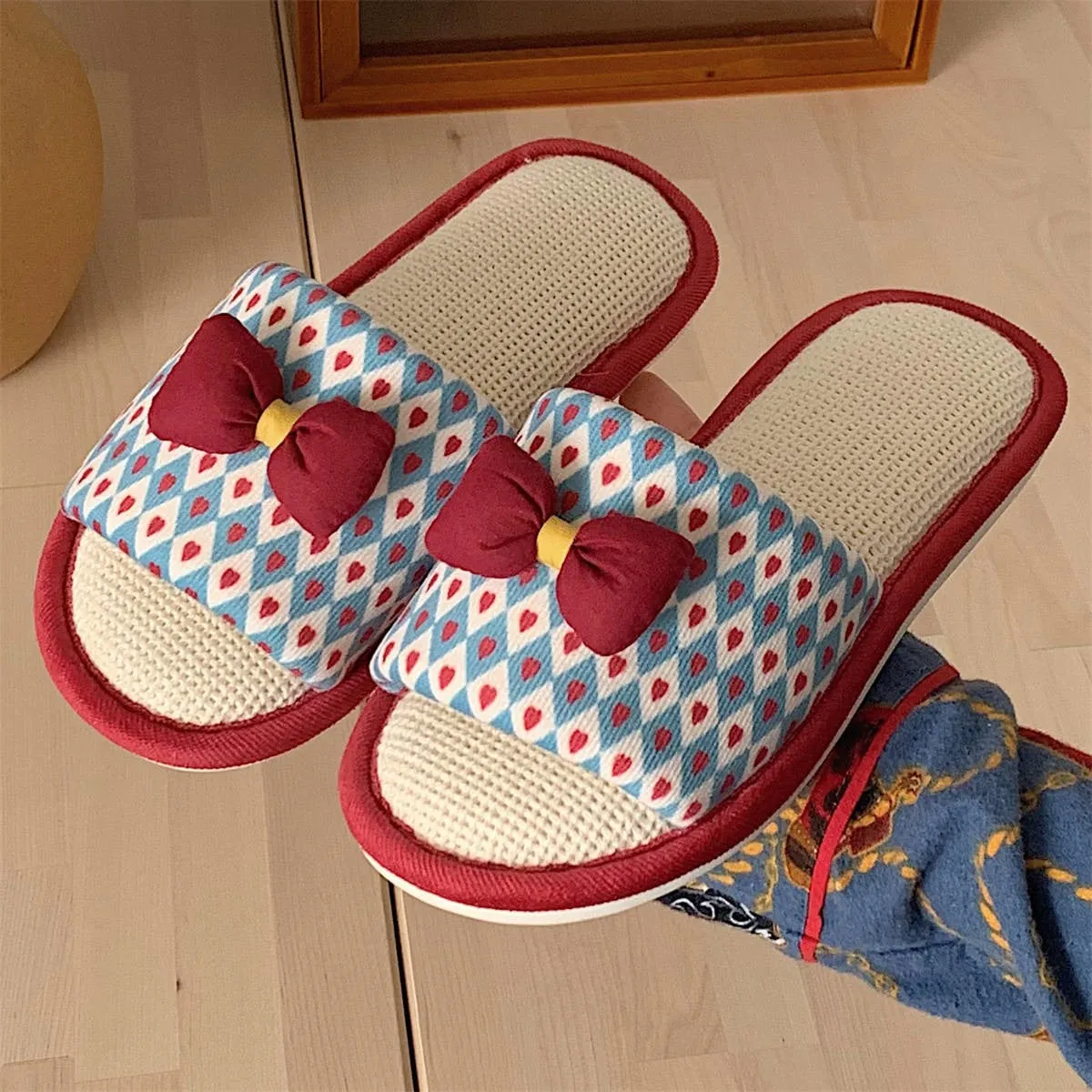 Knit Strawberry Slides