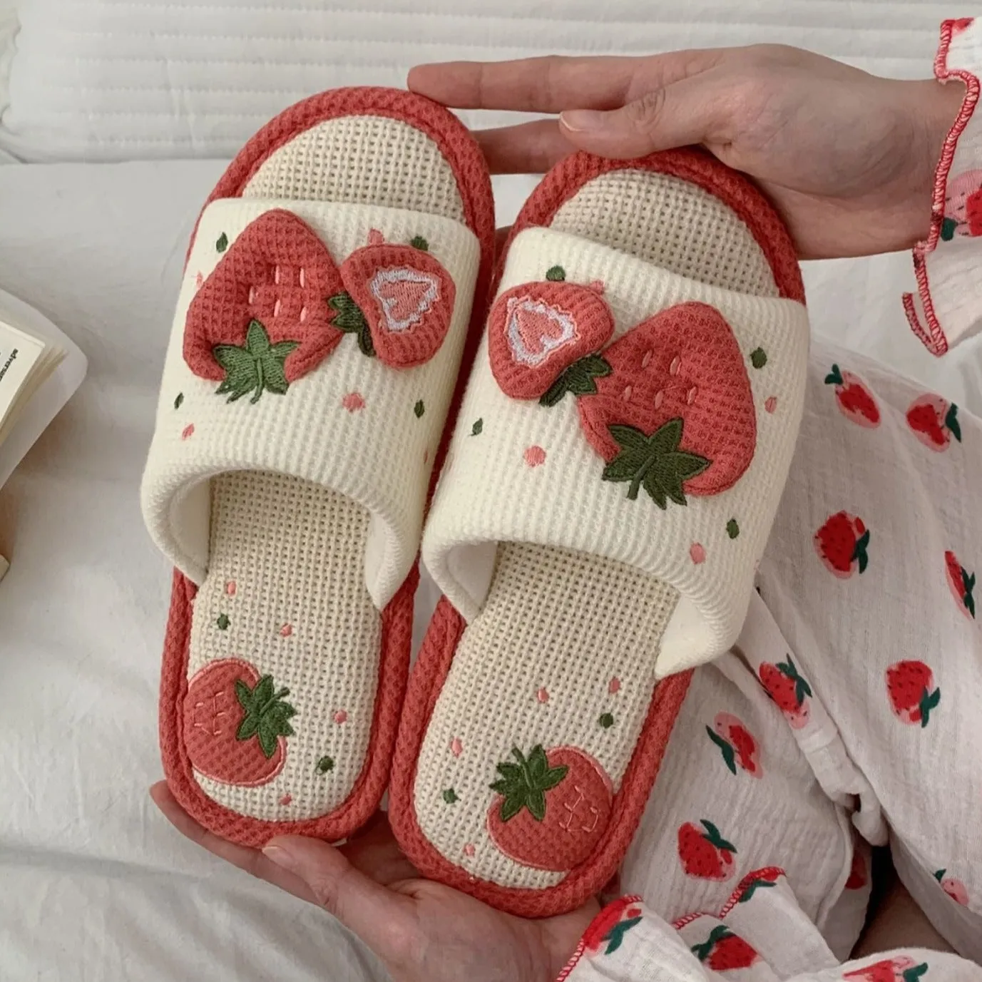 Knit Strawberry Slides