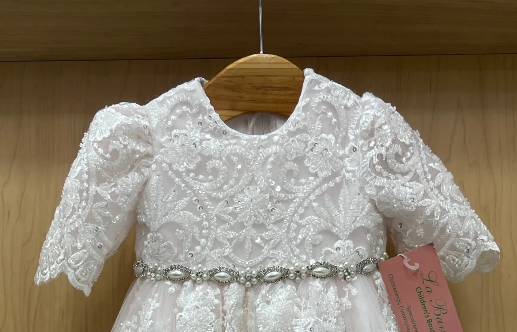 Light pink Christening Dress Alexandra