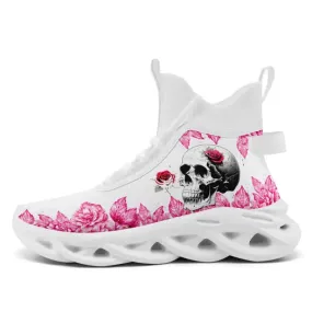 Luxury Gifts,Personalized Skull with Floral Sneakers, Custom Skeleton Shoes, Light-Weight Shoes, Glow at Night