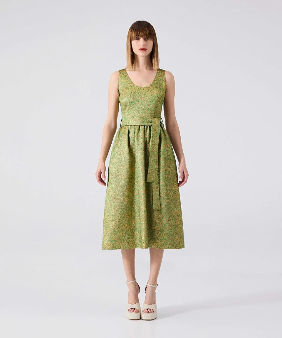 Machka Jacquard Midi Dress Gold