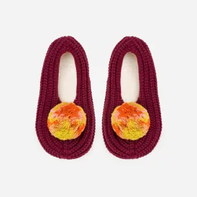 Marble Pom Knit Slippers