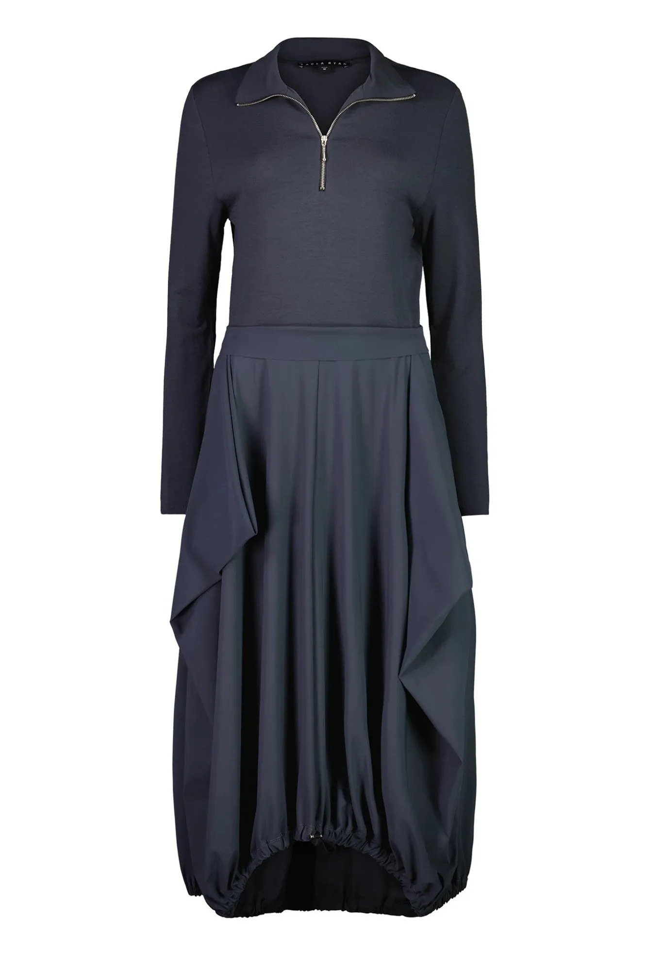 Paula Ryan Zip Tulip Dress-Ironsand