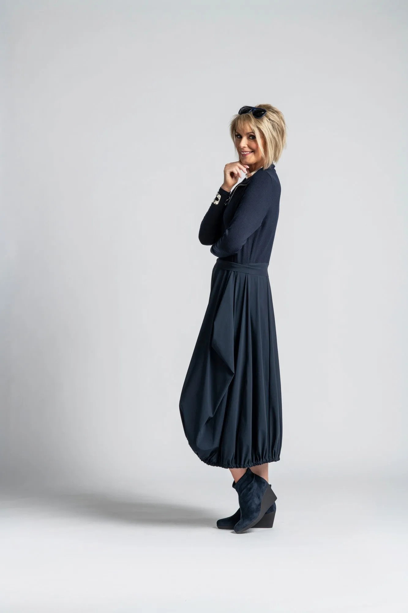 Paula Ryan Zip Tulip Dress-Ironsand
