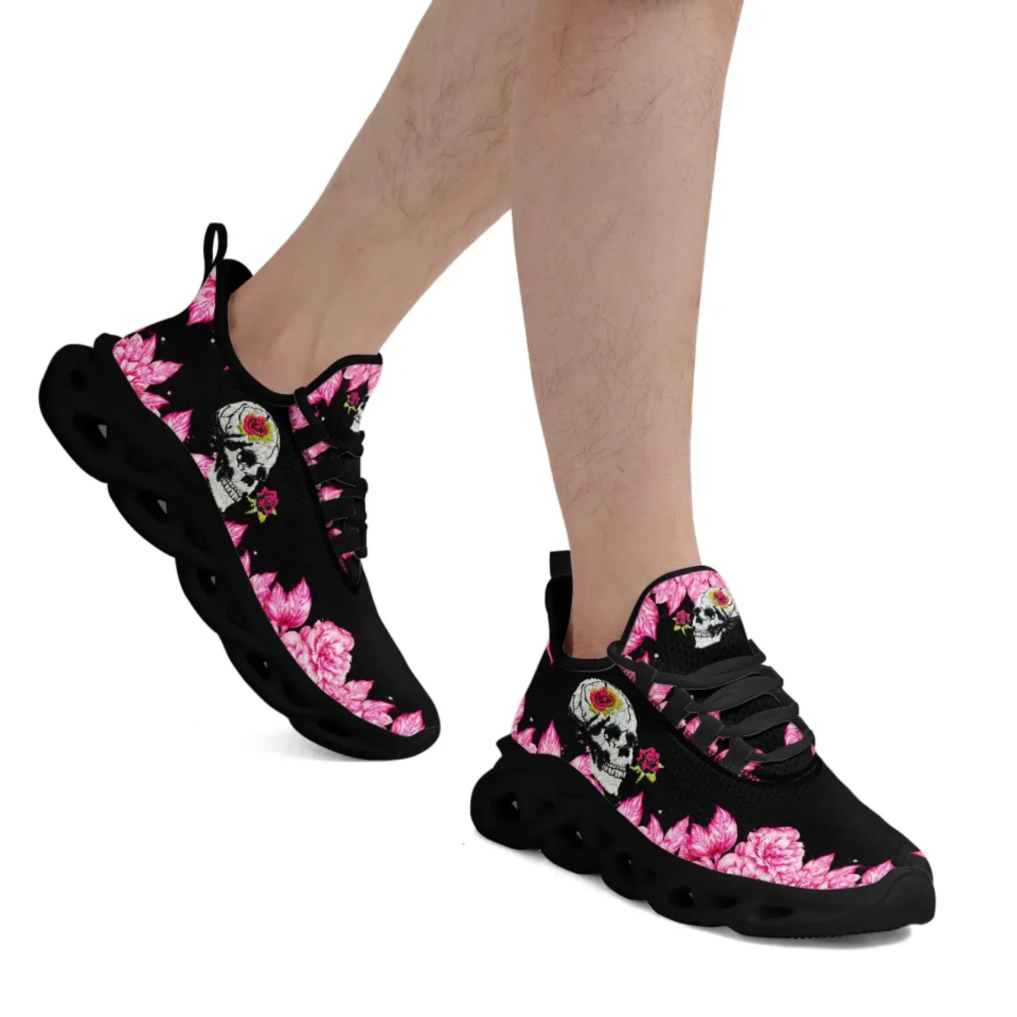 Personalized Gothic Fashion Sneakers, Custom Embroidery Skull Shoes, Comfortable and Lightweight Shoes