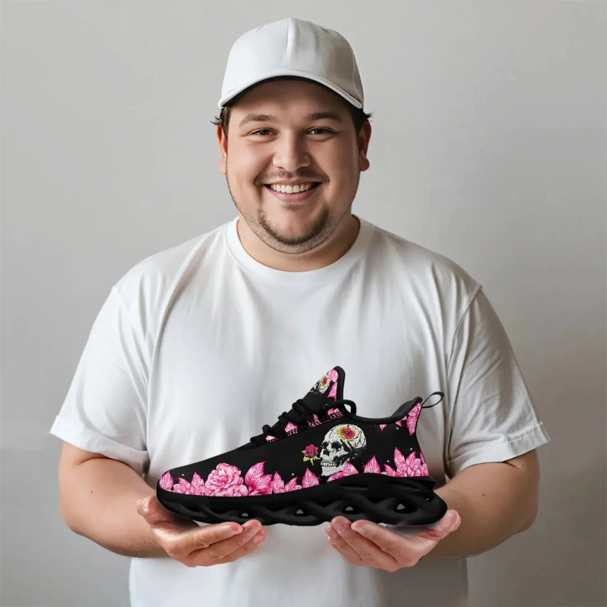 Personalized Gothic Fashion Sneakers, Custom Embroidery Skull Shoes, Comfortable and Lightweight Shoes