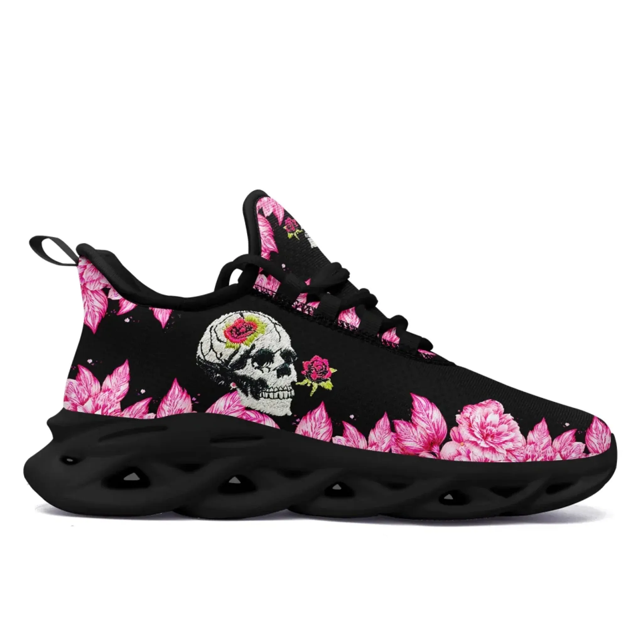 Personalized Gothic Fashion Sneakers, Custom Embroidery Skull Shoes, Comfortable and Lightweight Shoes