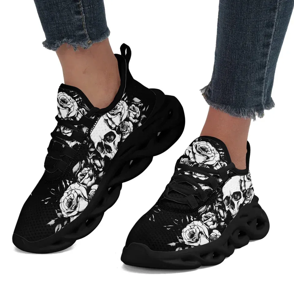 Personalized Gothic Sneakers, Custom Skull Breathable Shoes, Skeleton Unisex Shoes