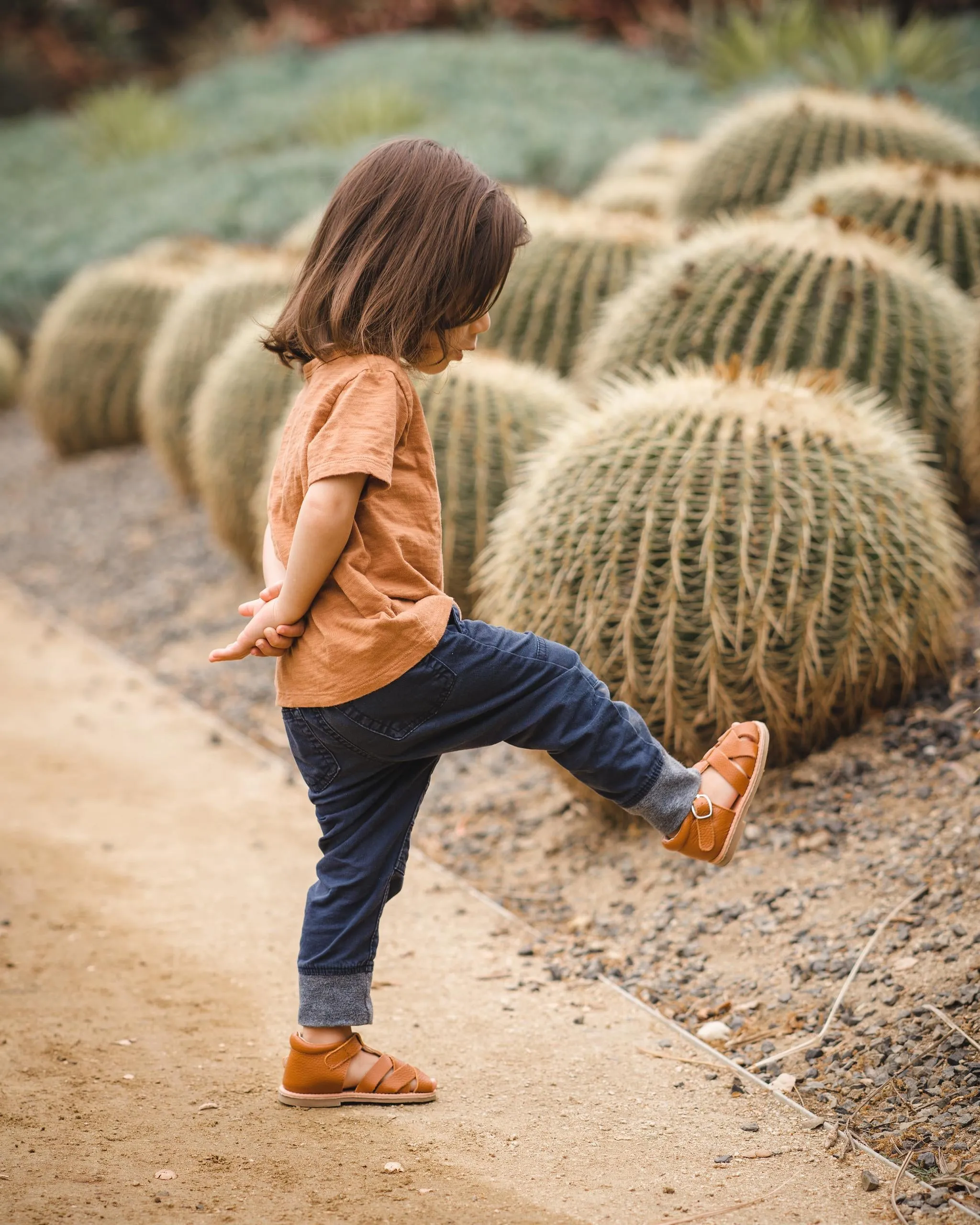 rylee cognac leather toddler sandals