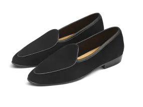 Sagan Classic Loafers in Obsidian Black Asteria Suede with Leather Sole