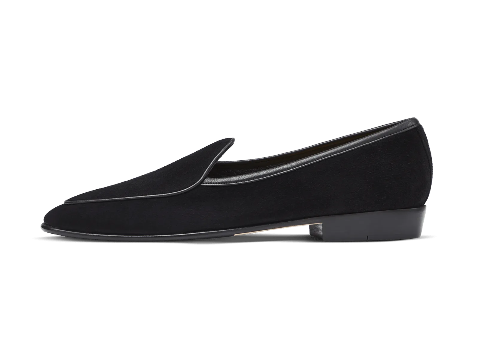Sagan Classic Loafers in Obsidian Black Asteria Suede with Leather Sole