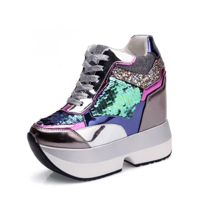 Sequin Platform Sneakers