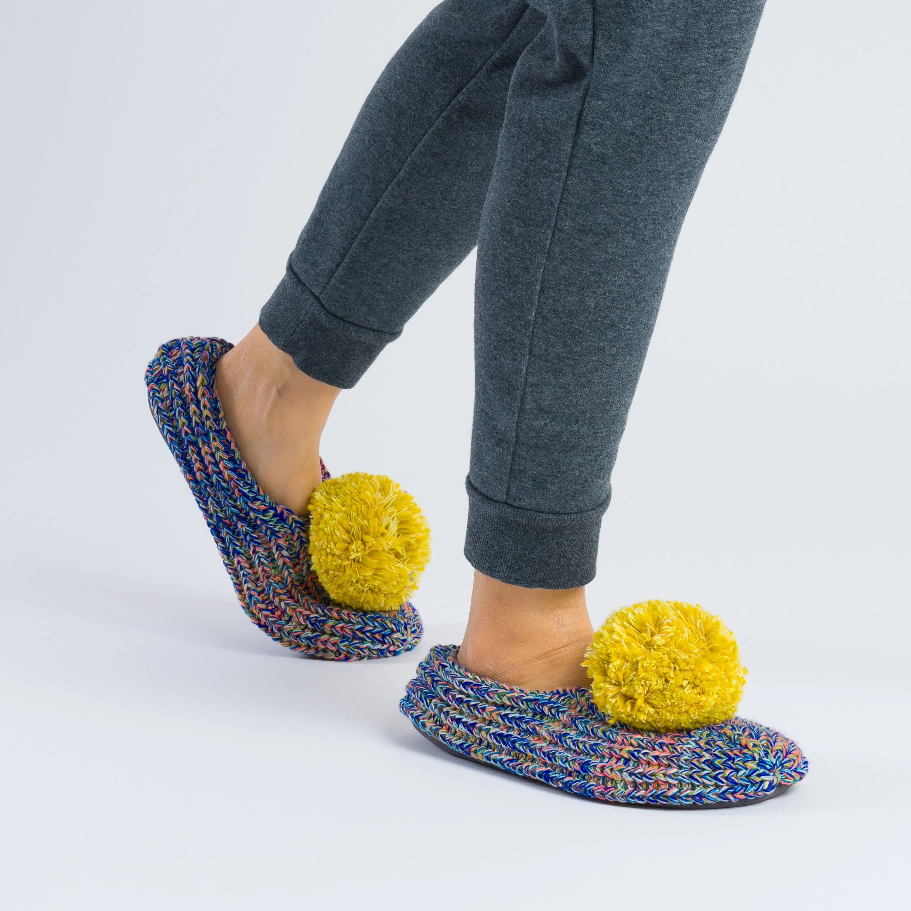 Super Mix Pom Knit Slippers