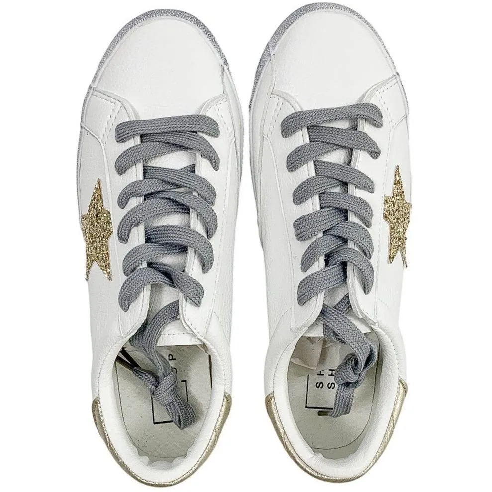Thea Gold Glitter Sequin Star Sneakers