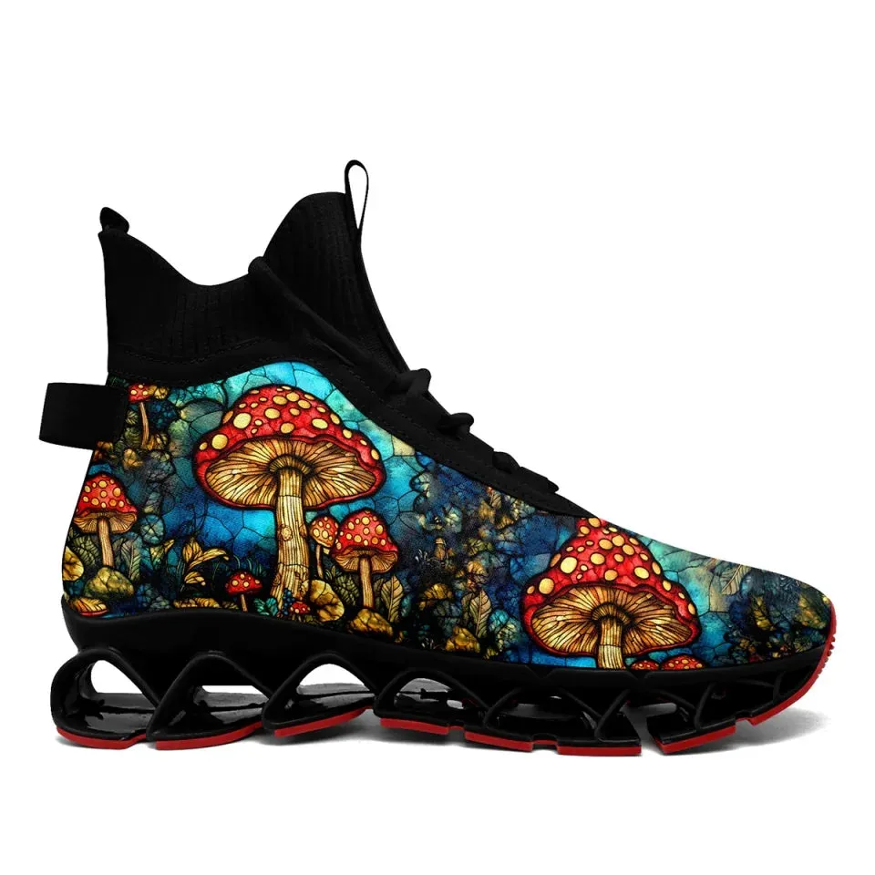 Unique Gift,Personalized Gothic Sneakers, Custom Skull Running Shoes, Breathable Skeleton Shoes