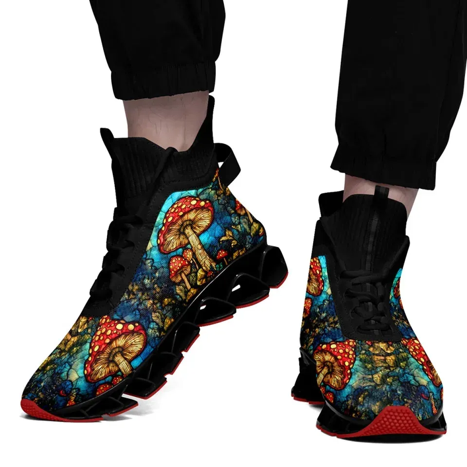 Unique Gift,Personalized Gothic Sneakers, Custom Skull Running Shoes, Breathable Skeleton Shoes