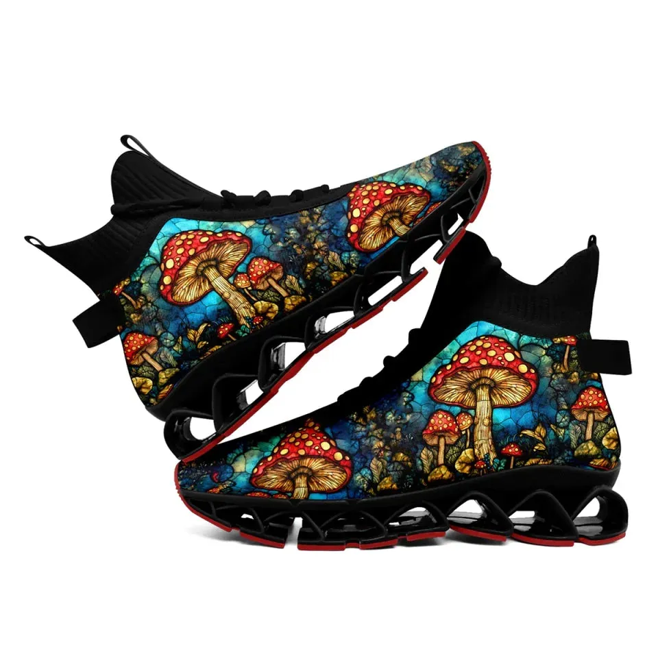 Unique Gift,Personalized Gothic Sneakers, Custom Skull Running Shoes, Breathable Skeleton Shoes