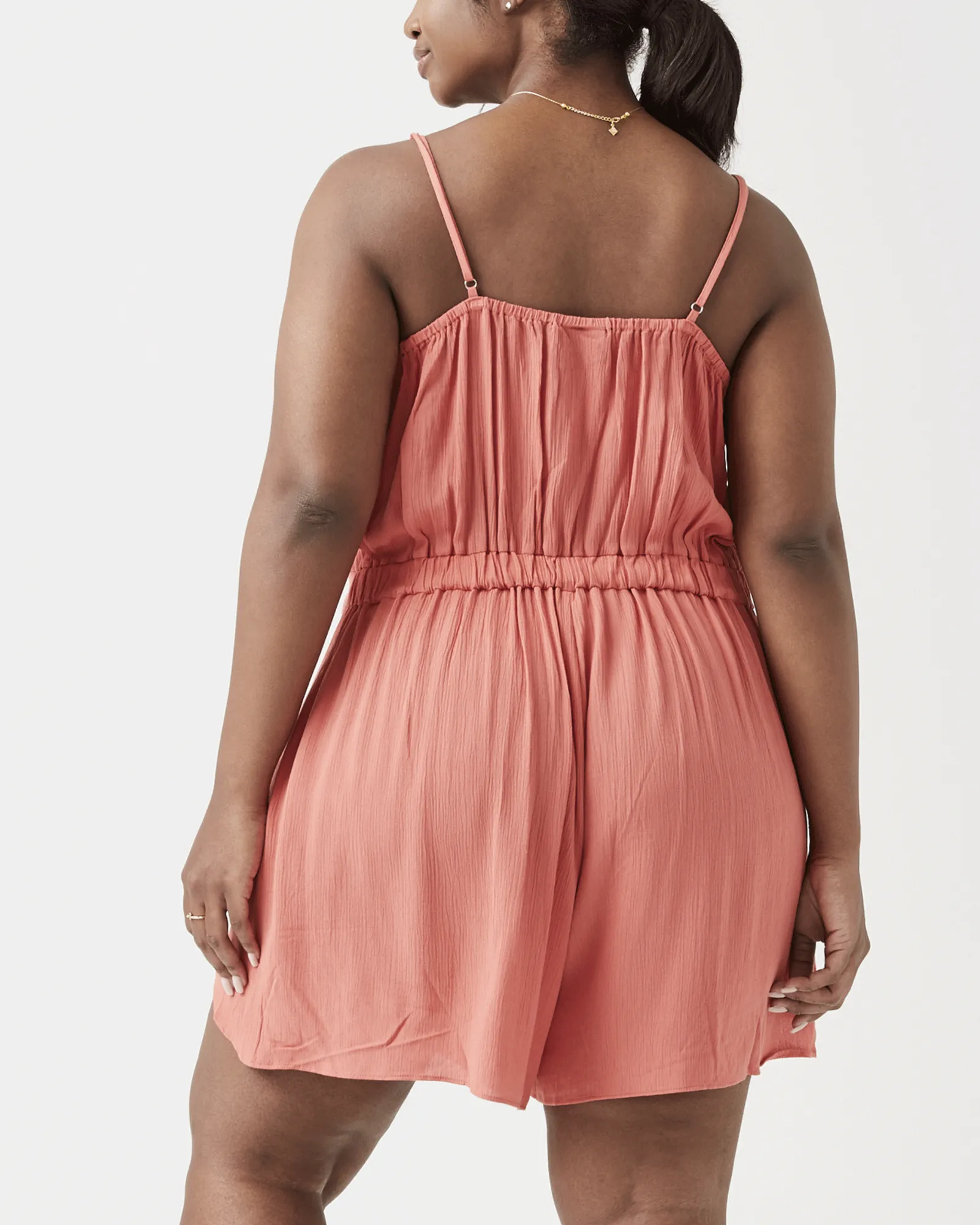 Vivian Tie Romper | Coral