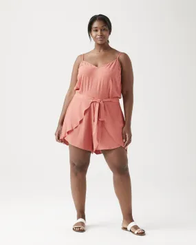 Vivian Tie Romper | Coral
