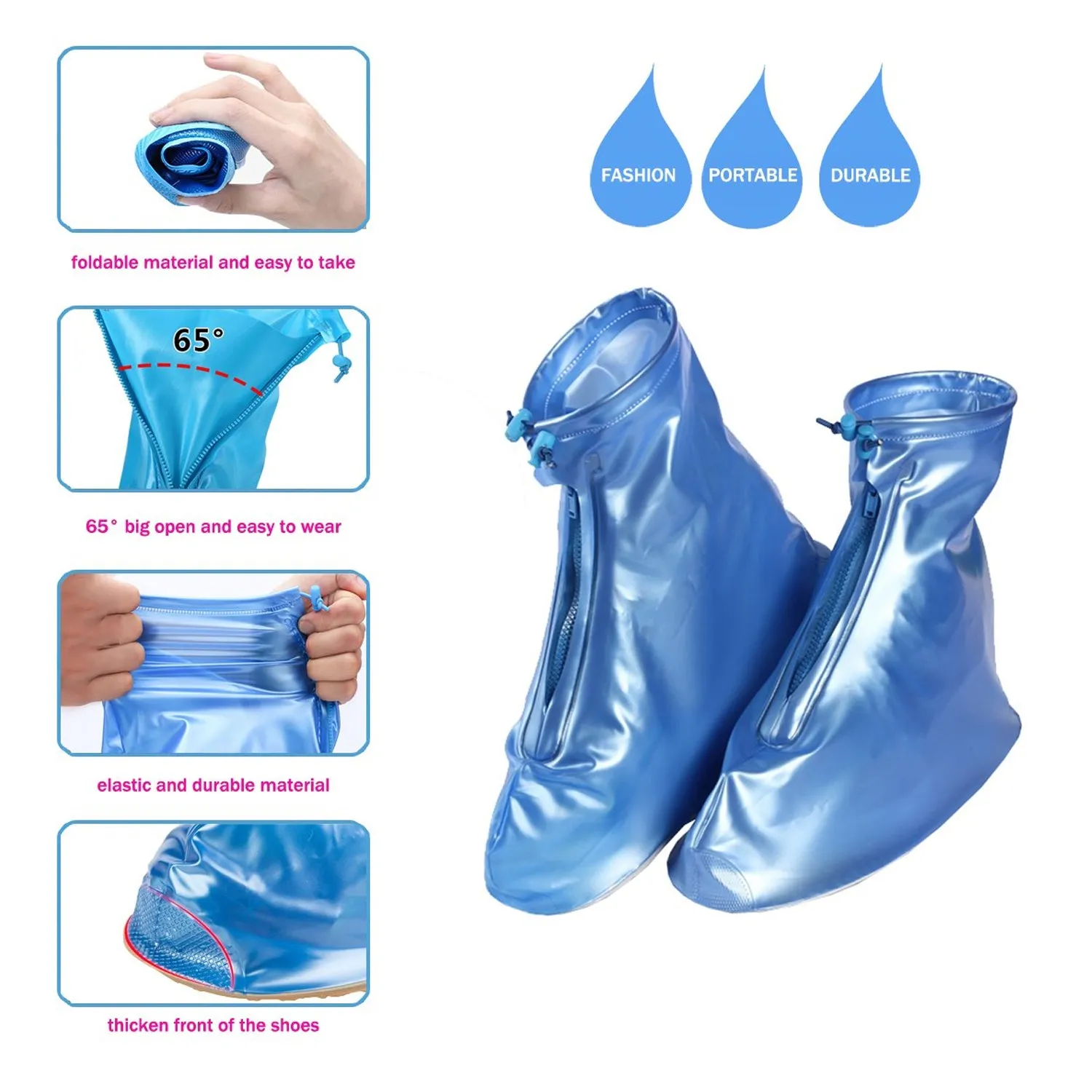 Waterproof Shoe Covers, Plastic, Pink XL